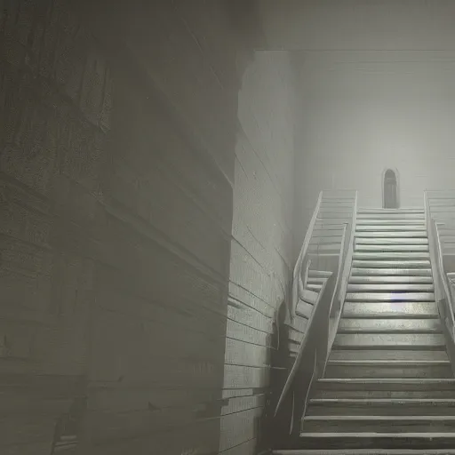 Prompt: scp - 0 8 7 staircase dark nightmare cinematic lightning, epic, realistic, ultra detailed