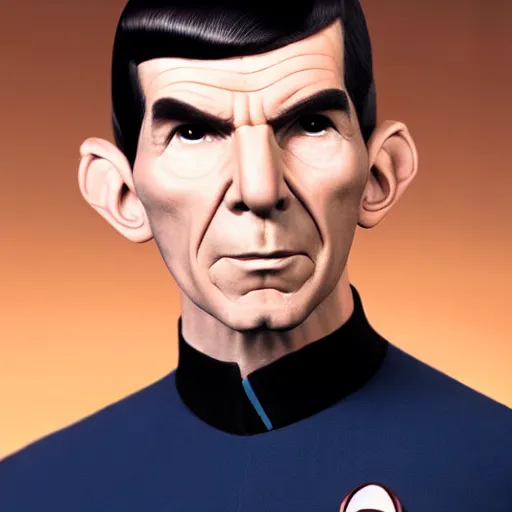 Prompt: a beautiful portrait of mister spock wearing a star wars uniform, 8 k