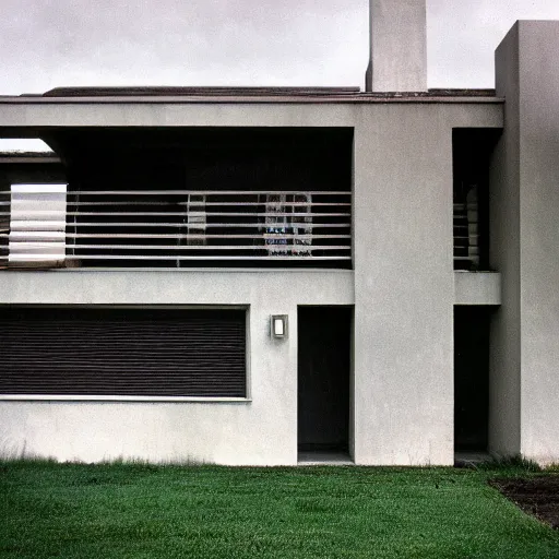 Image similar to Exterior of house designed by David Lynch. Photographed with Leica Summilux-M 24 mm lens, ISO 100, f/8, Portra 400