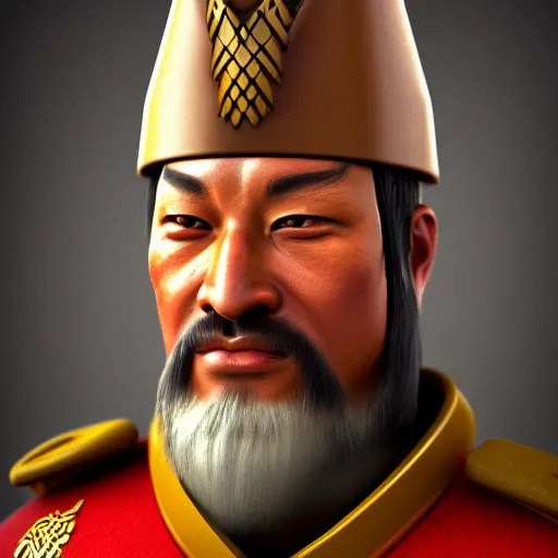 Image similar to Portrait of Genghis Khan as a soldier from Battlefield 2042, octane render, trending on ArtStation