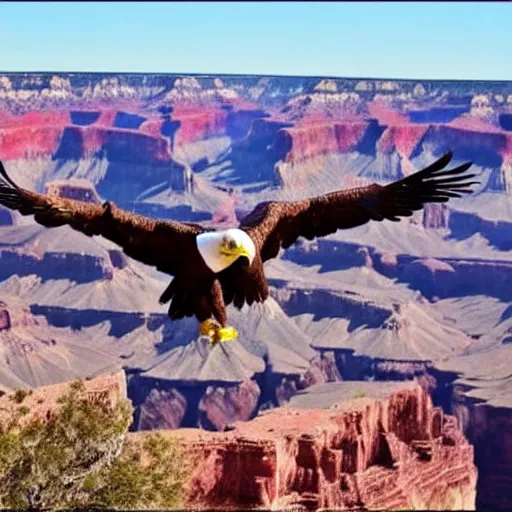 Prompt: eagle flying above the grand canyon