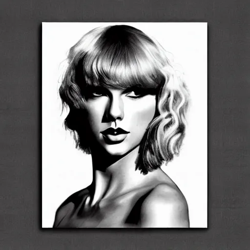 Image similar to bauhaus style painting of taylor swift, portrait, symmetrical features, perfect,