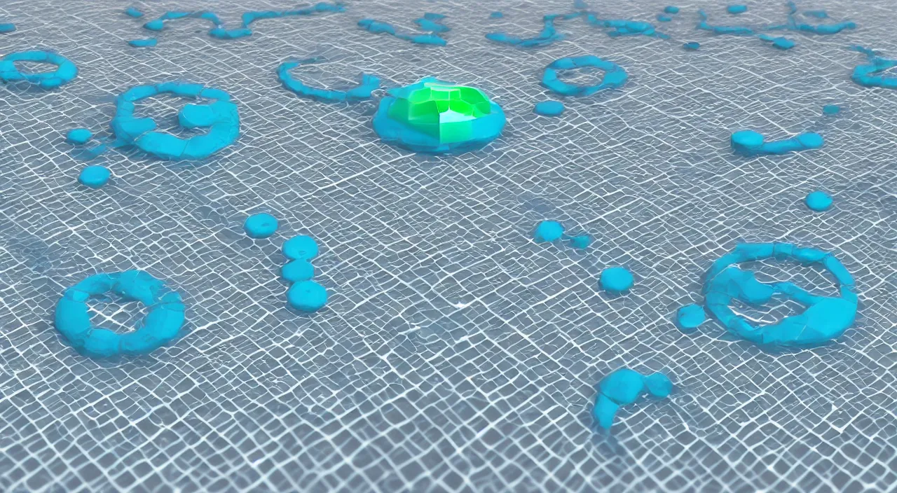 Prompt: a blockchain made from water, 3 d render, diagram,