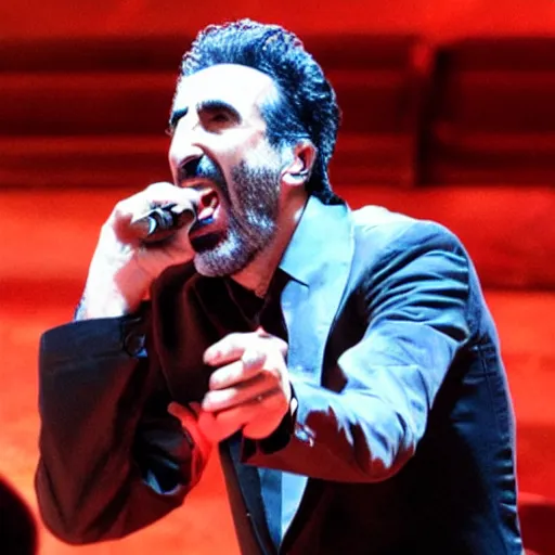 Image similar to serj tankian singing in the opera,