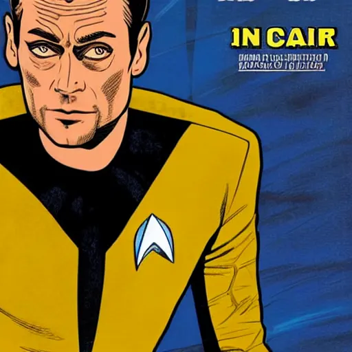 Image similar to Jude Law as a Star Trek captain, comic book art