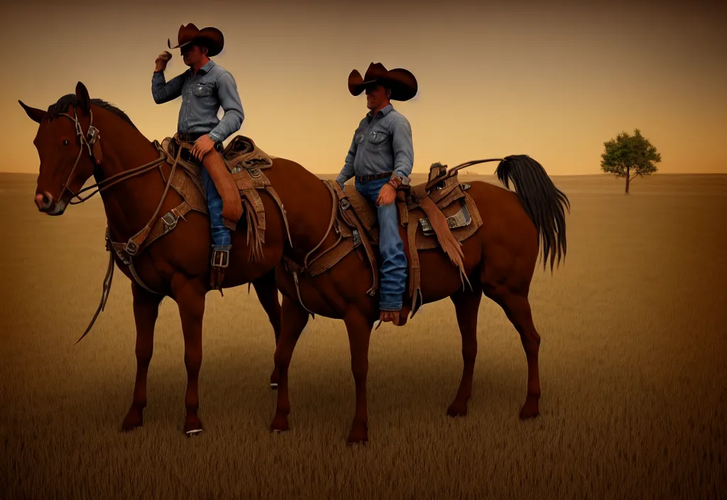 Image similar to cowboy dream, masterpiece. rendered in blender, ultra realistic, smooth shading, ultra detailed, high resolution, cinematic, unreal 6