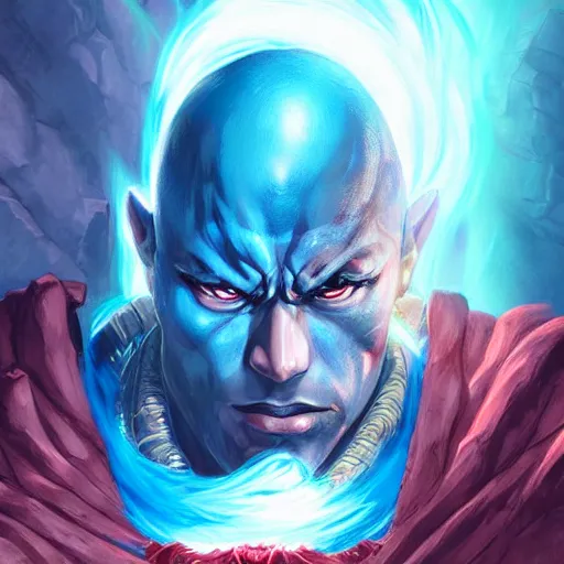 Prompt: anime portrait of the rock as a shaman yedi using dark force to eliminate trump as an anime antagonist by Stanley Artgerm Lau, WLOP, Rossdraws, James Jean, Andrei Riabovitchev, Marc Simonetti, and Sakimichan, trending on artstation