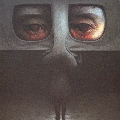 Prompt: selfie made by zdzislaw beksinski