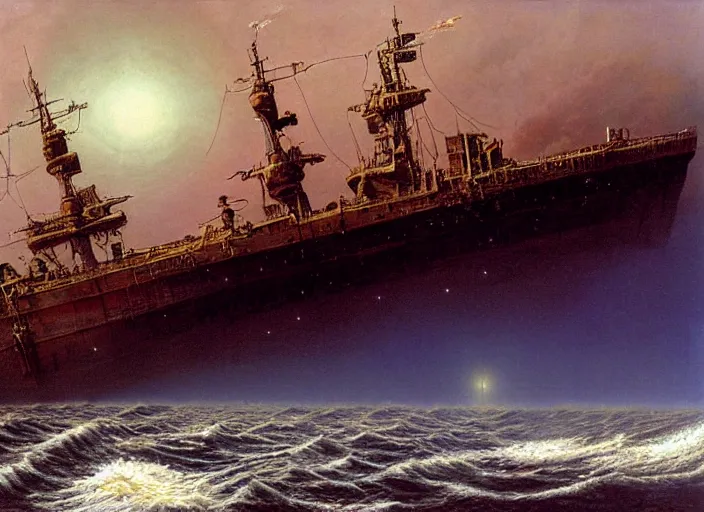 Prompt: the wreck of the hesperus, matte painting, peter elson