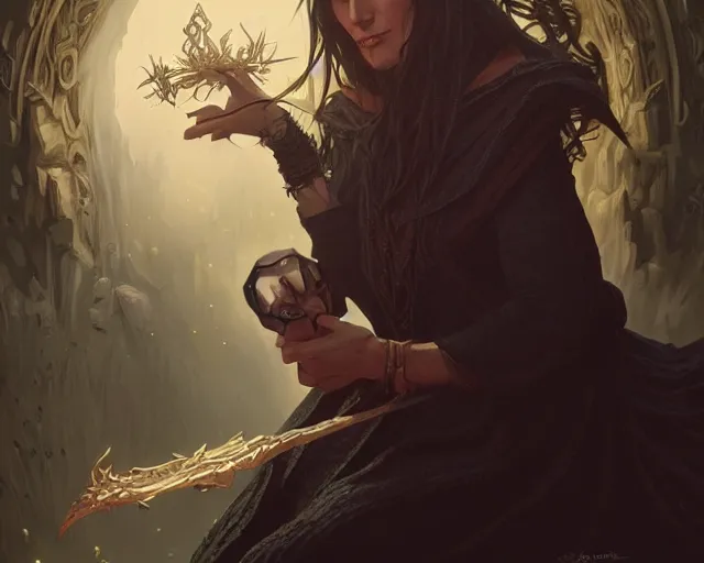 Prompt: old witch, deep focus, d & d, fantasy, intricate, elegant, highly detailed, digital painting, artstation, concept art, matte, sharp focus, illustration, hearthstone, art by artgerm and greg rutkowski and alphonse mucha