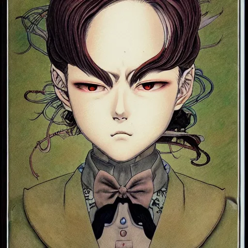 Prompt: prompt : portrait of fantasy character painted in miyazaki color style drawn by katsuhiro otomo and takato yamamoto, inspired by fables, china doll face, smooth face feature, intricate oil painting, high detail, sharp high detail, manga and anime 2 0 0 0