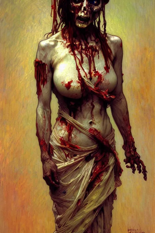 Image similar to zombie mummy, painting by daniel gerhartz, alphonse mucha, bouguereau, monet, detailed art, artstation