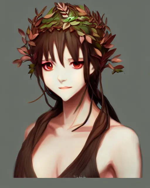 Image similar to character concept art of an anime dryad | | cute - fine - face, pretty face, realistic shaded perfect face, fine details by hyeyoung kim, trending on artstation