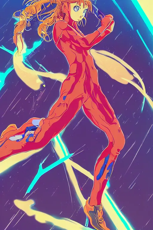 Image similar to a portrait of shakira as evangelion neon genesis, drawn by robbie trevino and dan mumford, poster, digital art, comic art, concept art