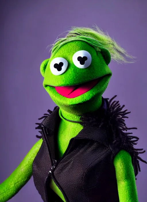 Image similar to studio portrait still of muppet!!!!! black widow!!!!!! from avengers infinity war as a muppet muppet as a muppet, 8 k, studio lighting, key light,