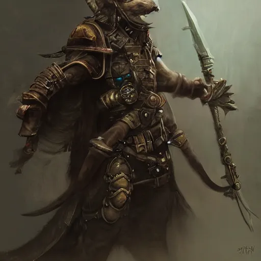 Image similar to steampunk rat warrior, by ruan jia