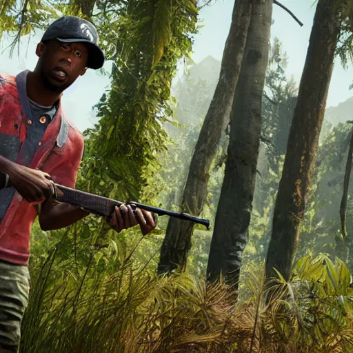 Prompt: high quality 8k screenshot of tyler the creator in The Last Of Us, 8k full body model, detailed rusty texture