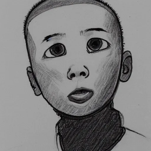 Prompt: chinese boy buzz cut one line drawing