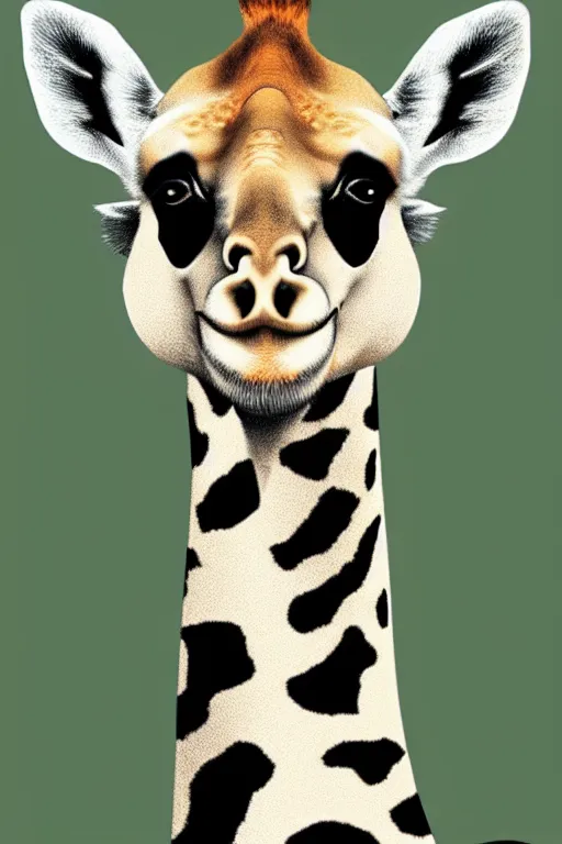 Image similar to a giraffe mixed with a panda, hybrid animal, photorealistic