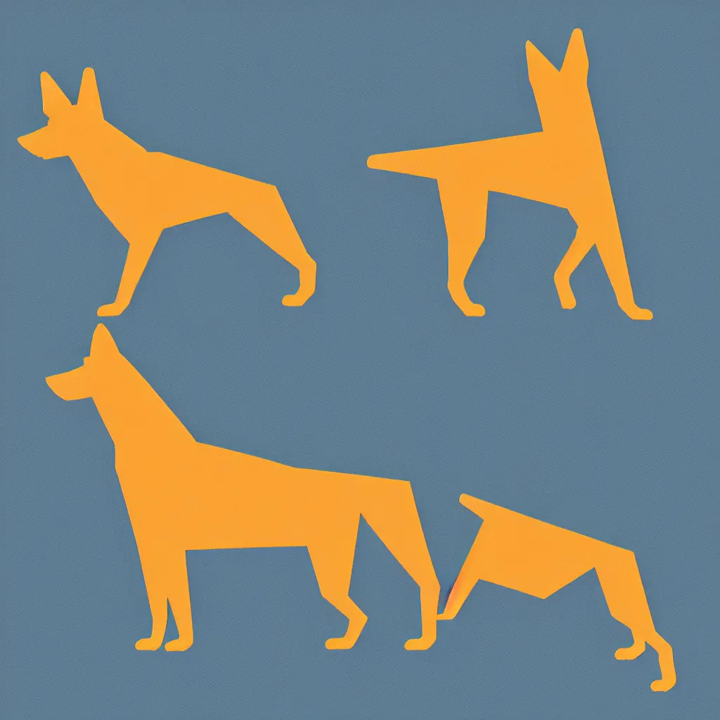 Image similar to illustration of chinese tangram of german shepherd figure, 2 d image