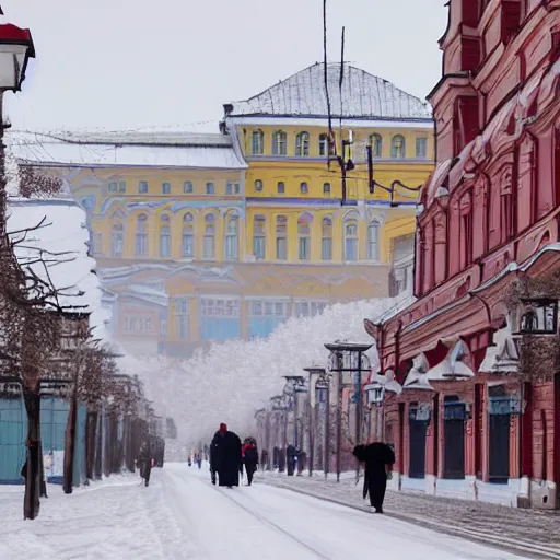 Image similar to street in Russian city Kazan in winter