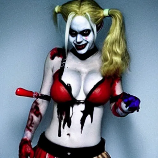 Image similar to Brittany Murphy as Harley Quinn, dark eerie pic, photo taken by ghost adventures