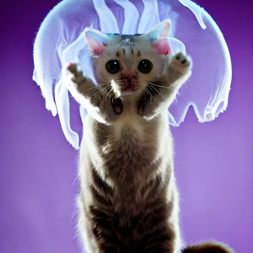 Image similar to a jellyfish - cat - hybrid, animal photography