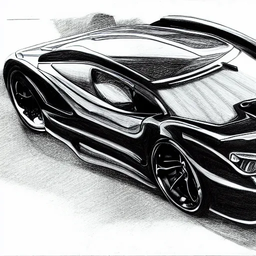 Image similar to ballpoint pen drawing of the batmobile