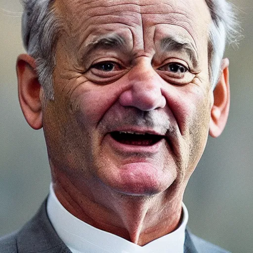 Image similar to closeup of bill murray as the pope