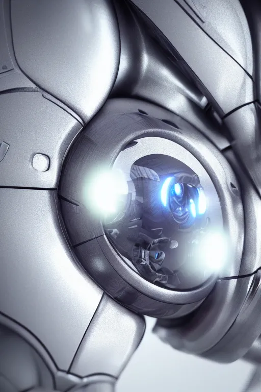 Prompt: closeup shot of a cyborg head, macro shot, dof, cinematic, volumetric lighting, studio shot, octane render, 4 k