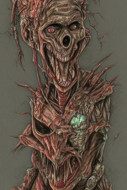 Prompt: concept art for an unused Silent Hill 2 monster, creepy, horror, color pencil art, trending on artstation, highly detailed