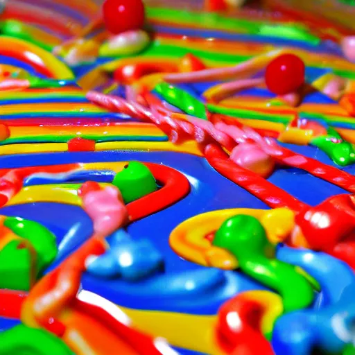 Prompt: high quality photograph candy land