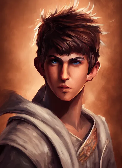 Image similar to An epic fantasy comic book style portrait painting of a young dirty blonde boy thief in the style of the wheel of time, unreal 5, DAZ, hyperrealistic, octane render, cosplay, RPG portrait, dynamic lighting