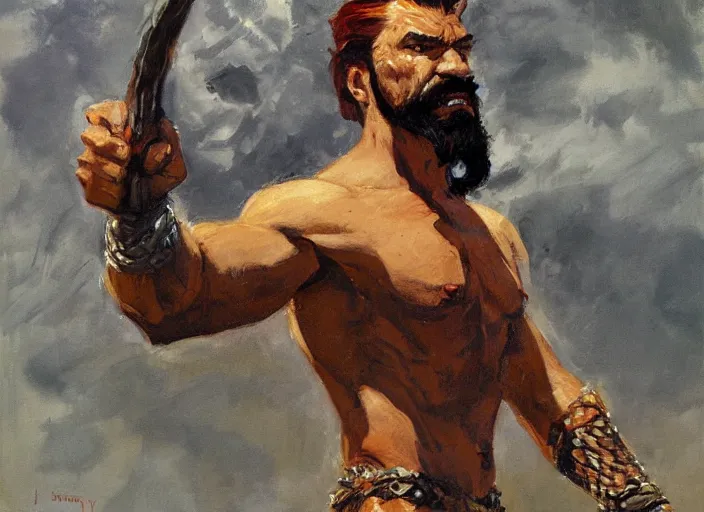 Image similar to a highly detailed beautiful portrait of the kraven the hunter, by gregory manchess, james gurney, james jean