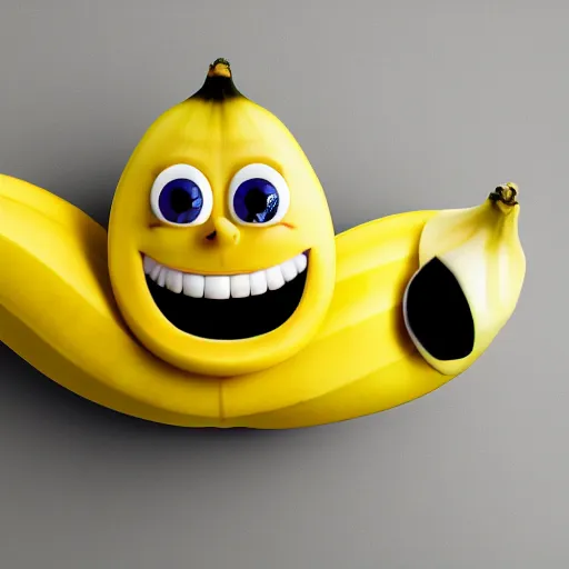 Image similar to friendly banana with a smile, highly detailed, extremely high quality, hd, 4 k, 8 k, professional photographer, 4 0 mp, lifelike, top - rated, award winning, realistic, detailed lighting, detailed shadows, sharp, no blur, edited, corrected, trending