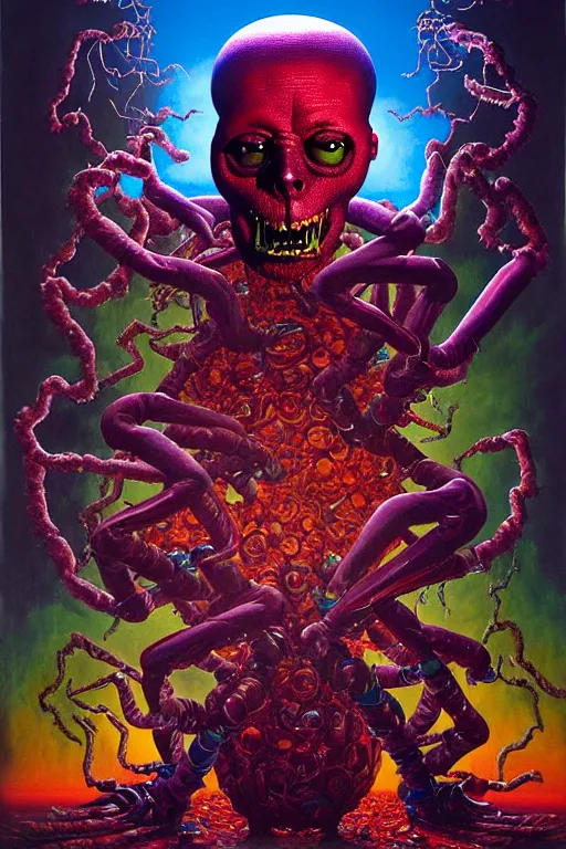 Prompt: a hyperrealistic painting of an epic boss fight against an evil physics mathematician, cinematic horror by chris cunningham, lisa frank, richard corben, highly detailed, vivid color,