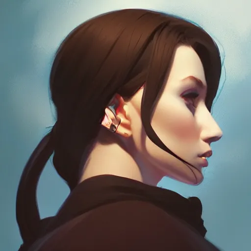 Image similar to a beautiful artwork side profile portrait of a witch by ilya kuvshinov and greg rutkowski, featured on artstation