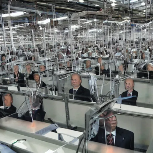 Image similar to factory which produces clones of presidents