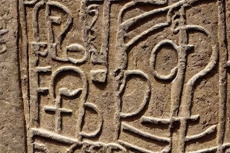 Image similar to An ancient alphabet from a long lost language not written in millennia. Written as stone engravings.