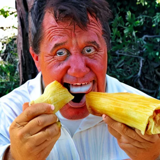 Prompt: Fred Flintstone eating tamales, The Flintstones