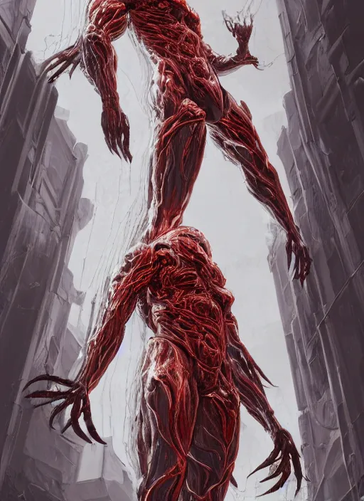 Image similar to a highly detailed illustration of colossal silver mechanical giant, with molten red cracks running along body, gentle calm pose, intricate, elegant, highly detailed, centered, digital painting, artstation, concept art, smooth, sharp focus, league of legends concept art, WLOP