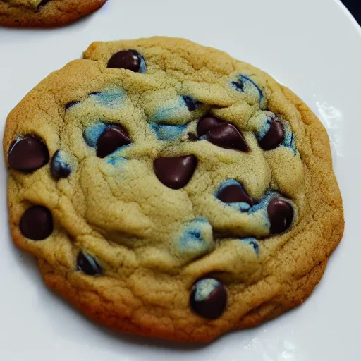 Prompt: blue ( chocolate chip cookie )