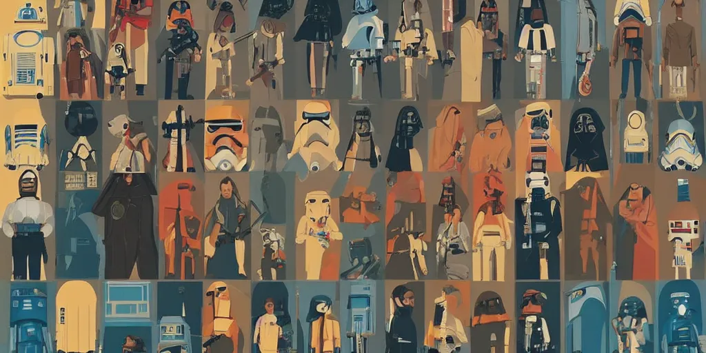 Image similar to Star Wars in the style of Wes Anderson