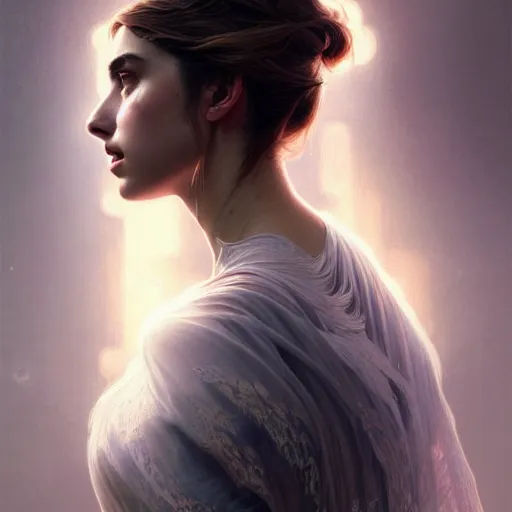 Image similar to ultra realistic illustration, ana de armas as a digital ghost, transparent, static, intricate, elegant, highly detailed, digital painting, artstation, concept art, smooth, sharp focus, illustration, art by artgerm and greg rutkowski and alphonse mucha