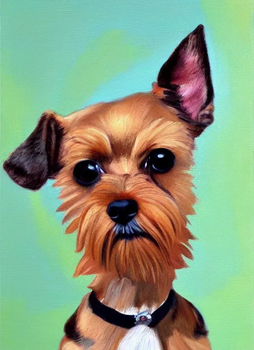 Prompt: painting by jon hale of tan chihuahua schnauzer mix visible brushstrokes, hd