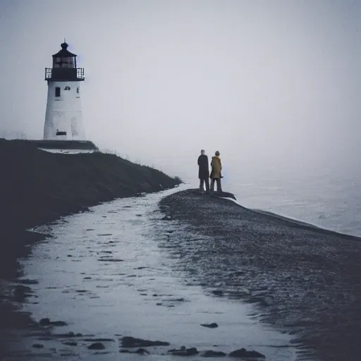 Image similar to sailors spotting a lighthouse in thick fog