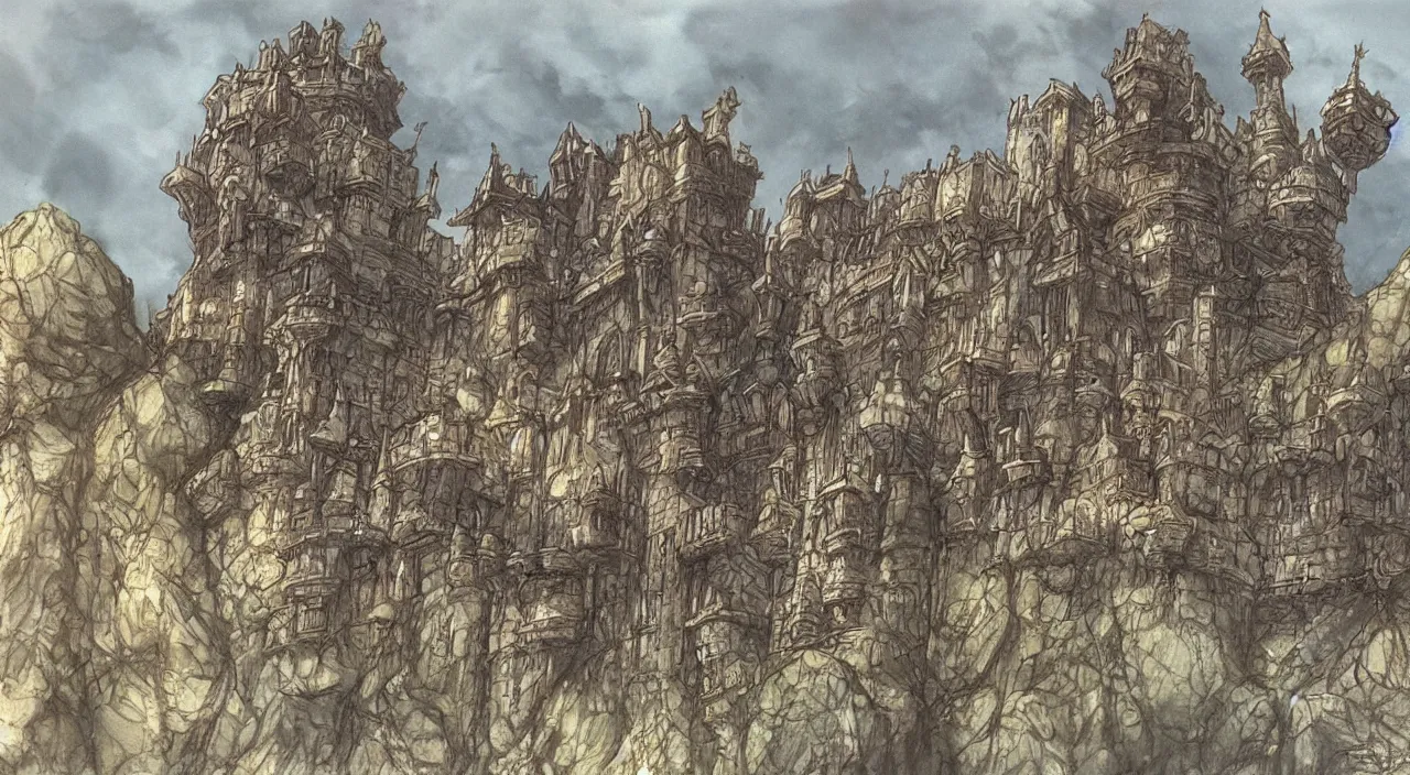 Prompt: concept art of an ancient castle from final fantasy ix