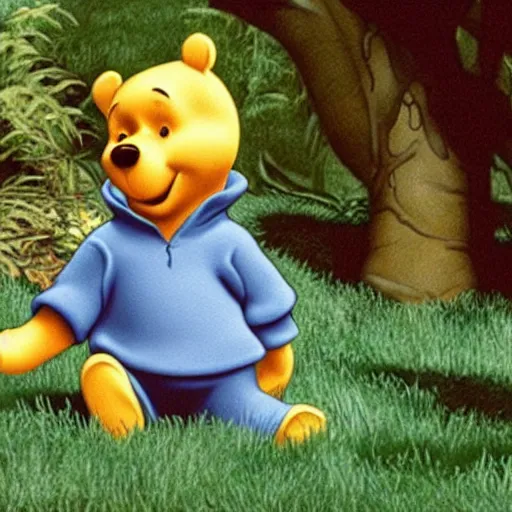 Image similar to A still of Keanu Reeves as Winnie the Pooh