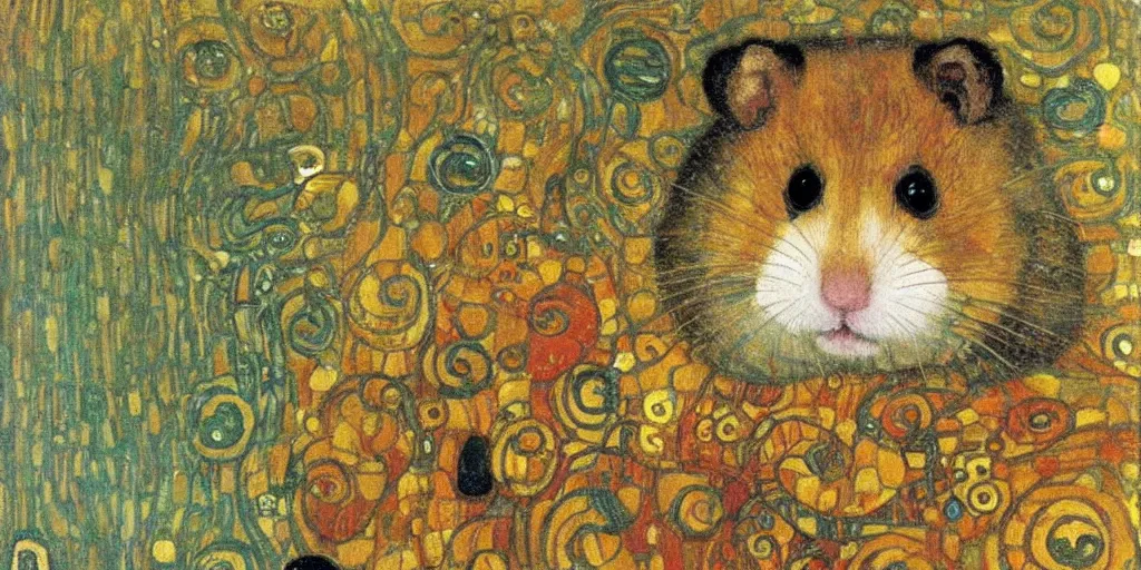 Image similar to a cute little hamster by klimt, gustav, art nouveau, symbolism, portrait