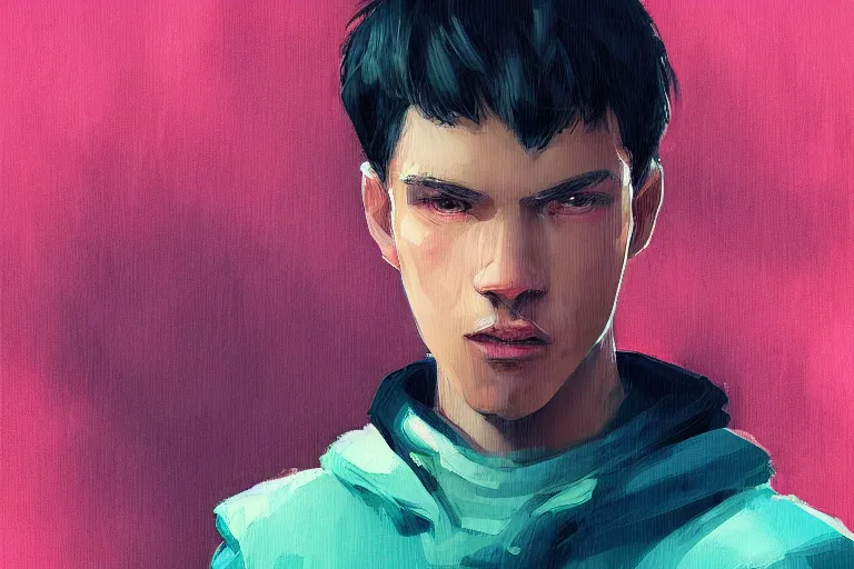 Image similar to “ a portrait of finn, rainy background, bright art masterpiece artstation. 8 k, sharp high quality artwork in style of jose daniel cabrera pena, concept art by tooth wu, fanart ”